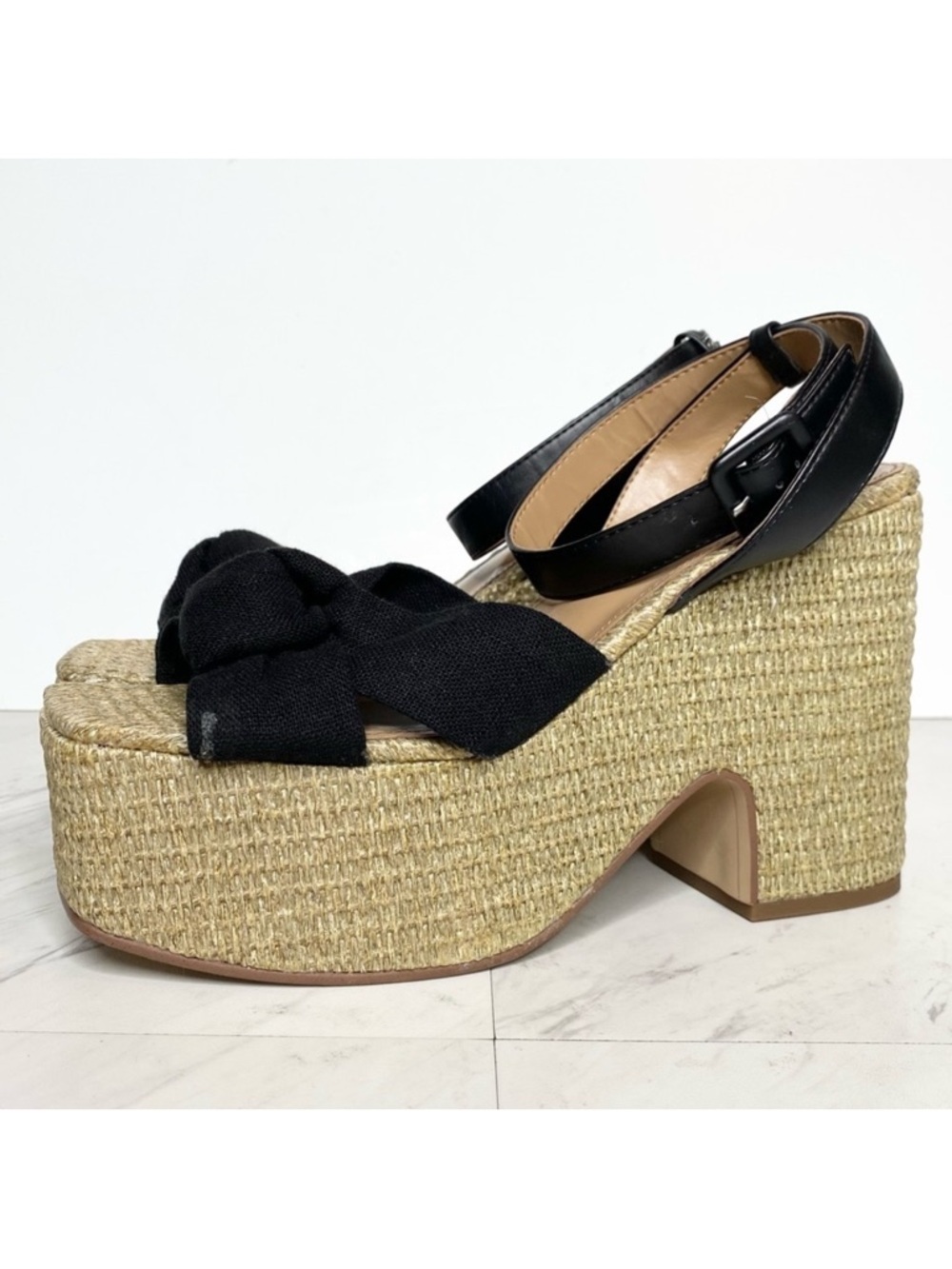 Sam Edelman Theresa Espadrille Platform Square Toe Heeled Sandal 9 1/2 M